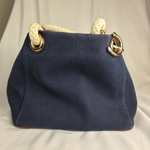 Michael Kors Marina Bicolor Canvas Tote Bag in navy blue w/ Rope Handle 💙✨ - Picture 15 of 16